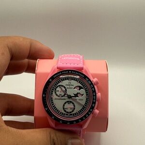 Omega x swatch mission to the pink moon phase brand new